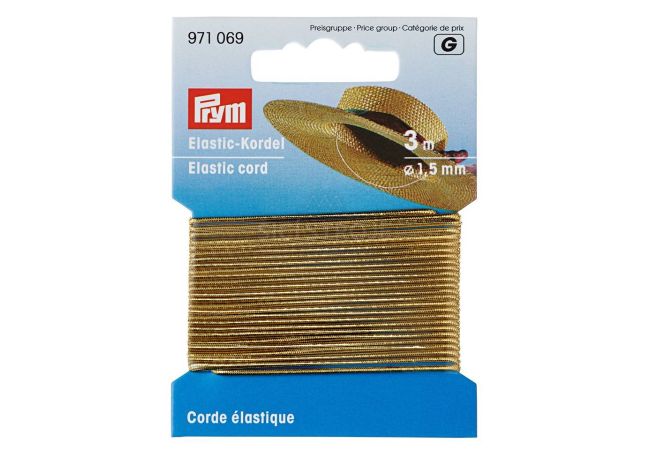 Elastická šňůrka, 1,5 mm, zlatá, 3 m
