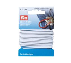 Elastická šňůrka, 2,5 mm, bílá, 3 m