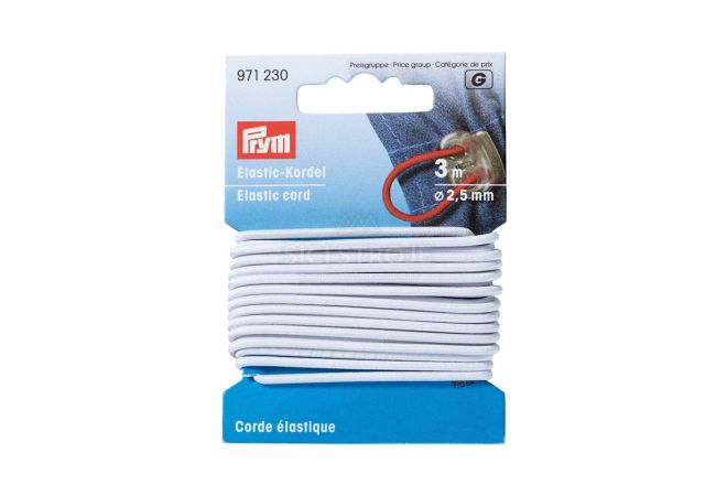 Elastická šňůrka, 2,5 mm, bílá, 3 m