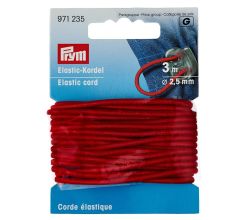 Elastická šňůrka, 2,5 mm, červená, 3 m