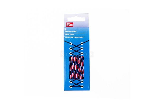 Kulaté tkaničky outdoorové, 5 mm, 120 cm, modré/červené/bílé