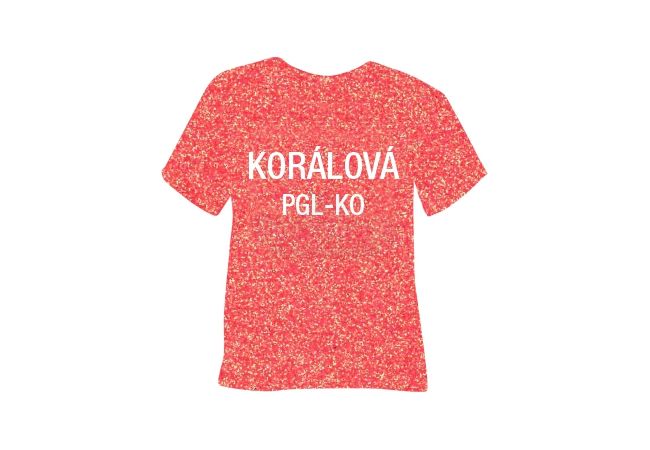 Glitrová hrubá nažehlovací fólie POLI-TAPE Craft - korálová