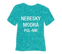 Glitrová hrubá nažehlovací fólie POLI-TAPE Craft - nebesky modrá