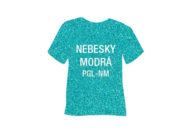 Glitrová hrubá nažehlovací fólie POLI-TAPE Craft - nebesky modrá