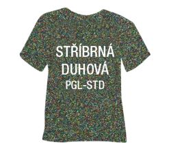 Glitrová hrubá nažehlovací fólie POLI-TAPE Craft - stříbrná duhová