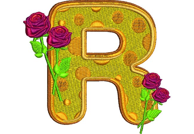 Výšivka písmeno R - varianta 1