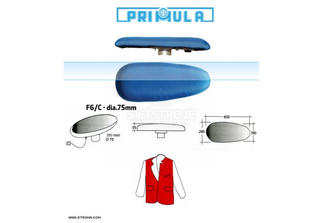 Žehlící tvarovka pro ECO stoly PRIMULA F6/C - pr. 75mm