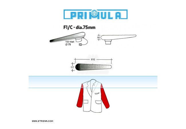 Žehlící rukávník s vyhříváním PRIMULA F1/C - pr. 75mm