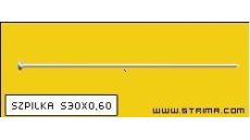 Ocelový špendlík, 30x0,6mm, 500gr., cca 6500ks