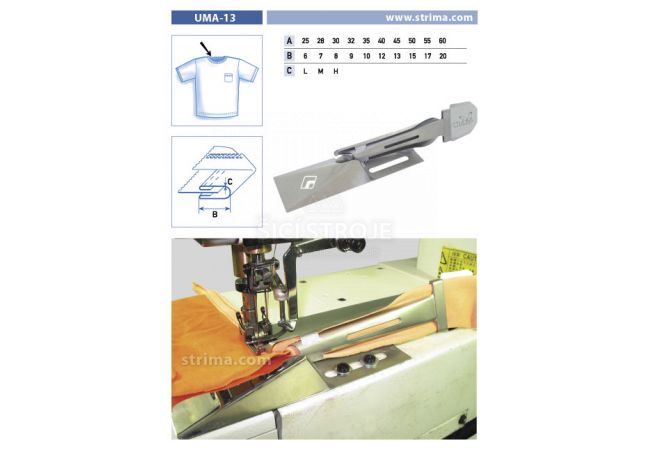 Lemovač oboustranný pro šicí stroje UMA-13 30/8 M