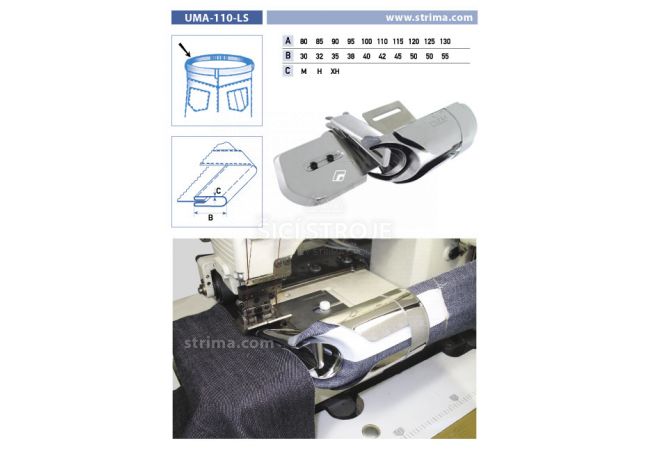 Lemovač pro všívání pásku pro šicí stroje UMA-110-LS 110/42 XH