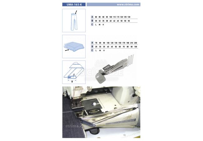 Lemovač pro všívání pásku pro šicí stroje UMA-165-K 95/38 M