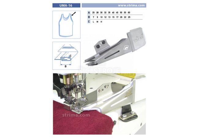 Lemovač jednostranný pro šicí stroje UMA-16 55/22 M