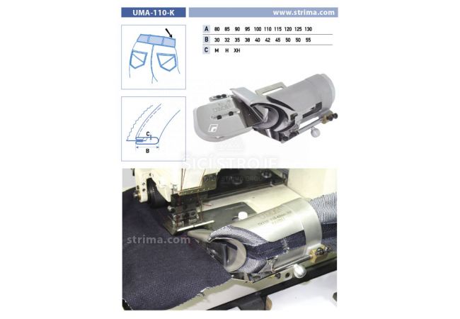 Lemovač pro všívání pásku pro šicí stroje UMA-110-K 85/32 XH