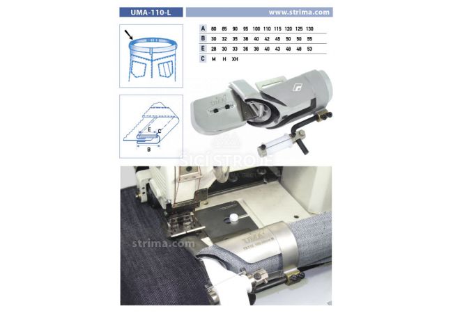 Lemovač pro všívání pásku pro šicí stroje UMA-110-L 90/35/33 XH