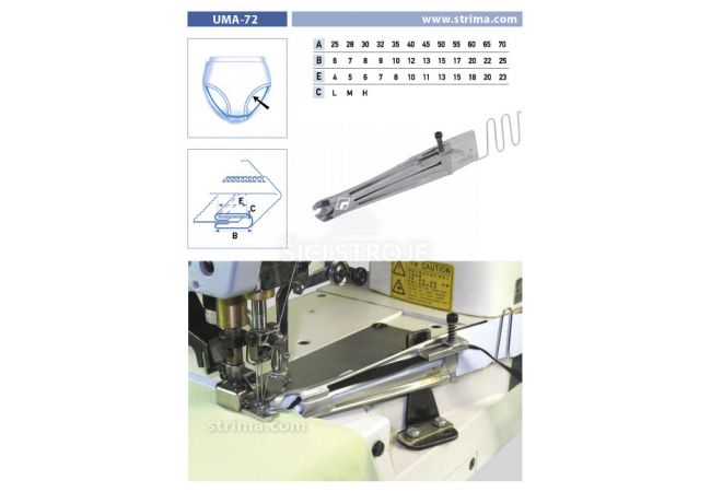 Lemovač oboustranný pro šicí stroje UMA-72 70/25/23 M