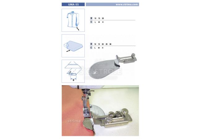 Zakladač s podvinutím pro šicí stroje UMA-55 15 M