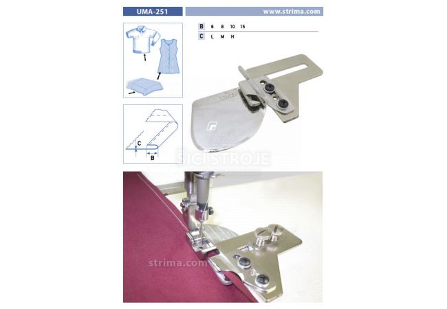 Zakladač s podvinutím pro šicí stroje UMA-251 15 M