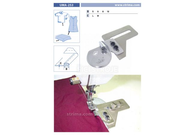 Zakladač s podvinutím pro šicí stroje UMA-253 5 M