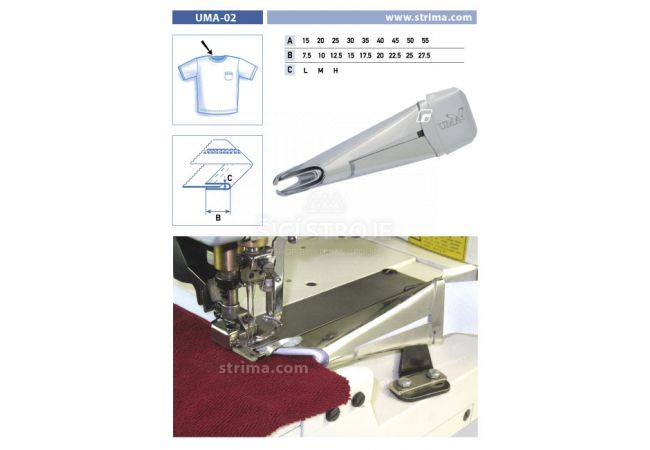 Lemovač skládající napůl pro šicí stroje UMA-02 55/27,5 M
