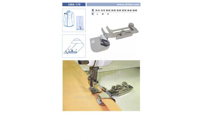 Zakladač s podvinutím pro šicí stroje UMA-179 20-20 M