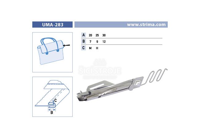 Lemovač jednostranný pro šicí stroje UMA-283 20/7 H