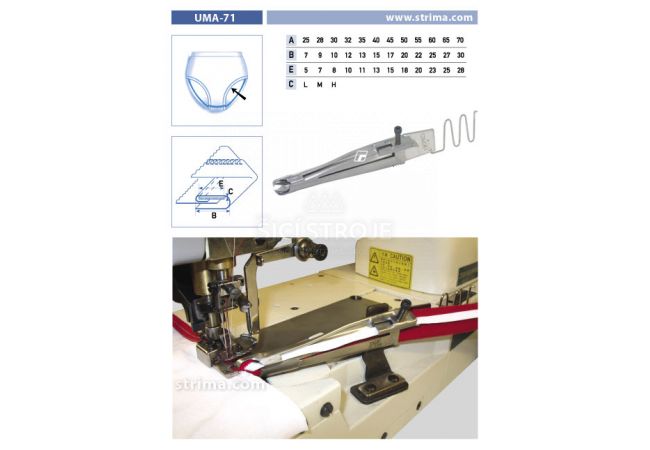 Lemovač jednostranný pro šicí stroje UMA-71 28/9/7 M