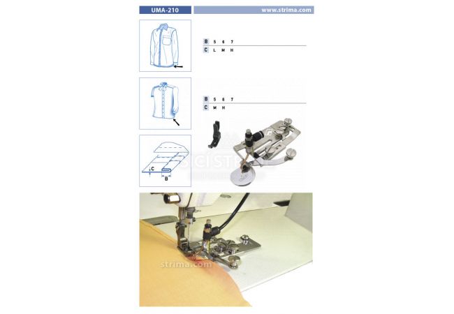 Zakladač s podvinutím pro šicí stroje UMA-210 6 L