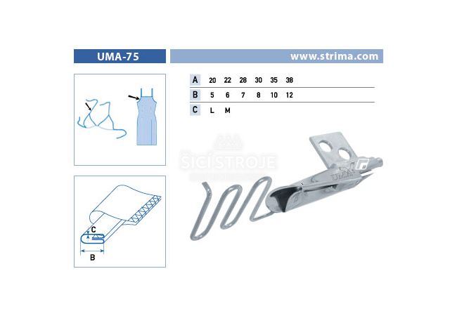 Zakladač speciální pro šicí stroje UMA-75 38/12 M