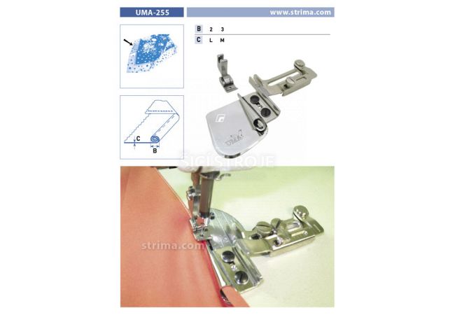 Zakladač dvojitý - zahnutí nahoru pro šicí stroje UMA-255 2
