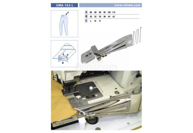 Lemovač pro všívání pásku pro šicí stroje UMA-165-L 95/38 M