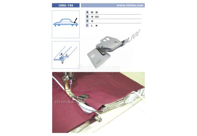 Lemovač speciální pro šicí stroje UMA-196 25/12,5/10 M