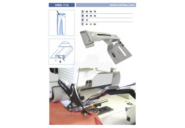 Zakladač pásku pro šicí stroje UMA-116 60/38/12 XH
