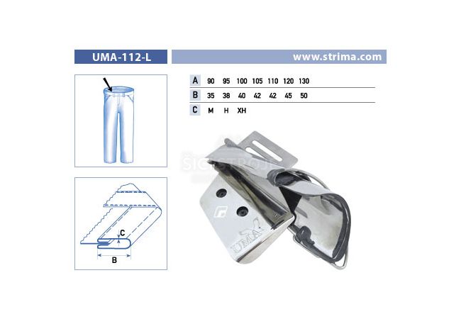 Lemovač pro všívání pásku pro šicí stroje UMA-112-L 130/50 H