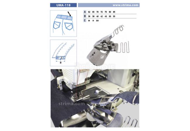 Zakladač pásku pro šicí stroje UMA-118 62/36 M