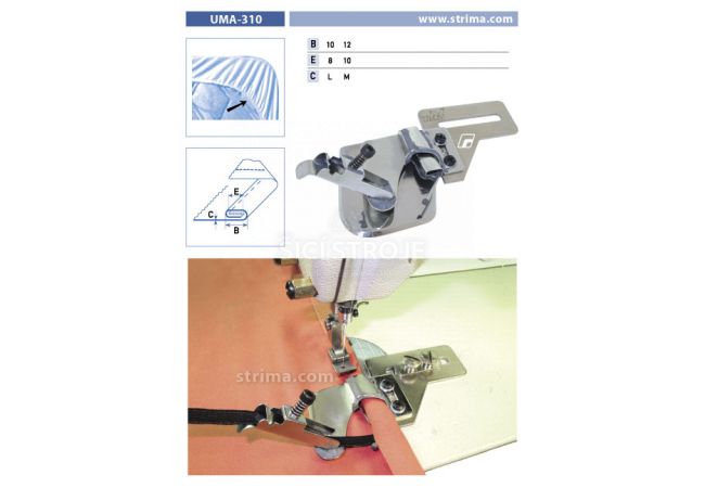 Zakladač s podvinutím pro šicí stroje UMA-310 10/8 M