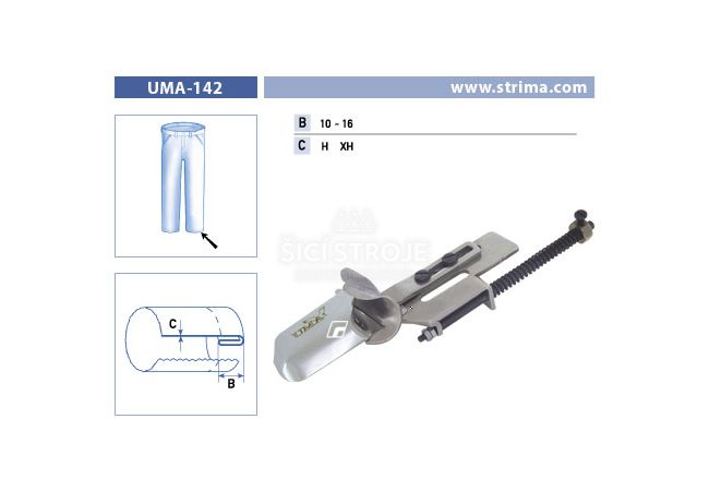 Zakladač s podvinutím pro šicí stroje UMA-142 10-16 XH