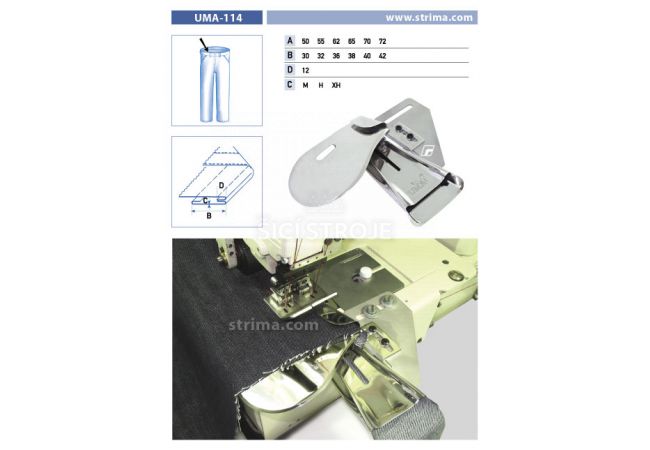 Zakladač pásku pro šicí stroje UMA-114 72/42/12 XH