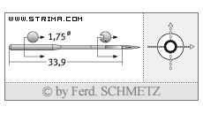 Strojové jehly pro průmyslové šicí stroje Schmetz 128X1 120