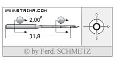 Strojové jehly pro průmyslové šicí stroje Schmetz 135X1 100
