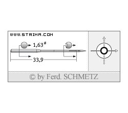 Strojové jehly pro průmyslové šicí stroje Schmetz 16X1 80