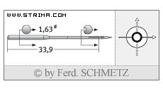Strojové jehly pro průmyslové šicí stroje Schmetz 16X1 90