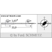 Strojové jehly pro průmyslové šicí stroje Schmetz 16X2 R TW 65
