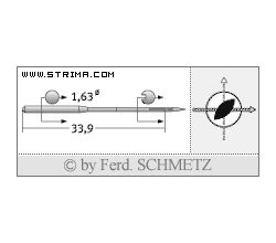 Strojové jehly pro průmyslové šicí stroje Schmetz 16X2 R TW 110
