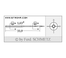 Strojové jehly pro průmyslové šicí stroje Schmetz 16X231 SPI SERV 7 80