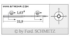 Strojové jehly pro průmyslové šicí stroje Schmetz 16X231 SPI SERV 7 90