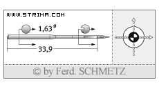 Strojové jehly pro průmyslové šicí stroje Schmetz 16X231 SUK 65