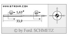 Strojové jehly pro průmyslové šicí stroje Schmetz 16X231 SES SERV 7 70