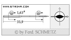 Strojové jehly pro průmyslové šicí stroje Schmetz 34 PCL 110