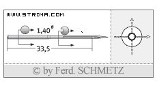 Strojové jehly pro průmyslové šicí stroje Schmetz 459 R 35